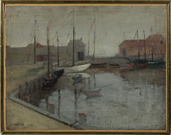 ABRAHAM WALKOWITZ (1878-1965) Wharf Scene (Gloucester).
